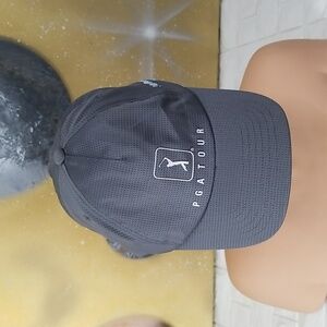 PGA Tour Hat GrayAirflux Mesh Strapback Ventilated Golf Cap
